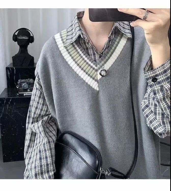 V-Neck Striped Sweater Vest