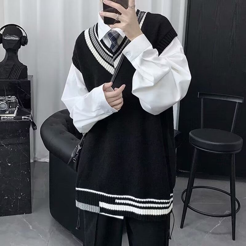 V-Neck Striped Sweater Vest