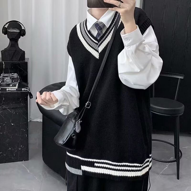 V-Neck Striped Sweater Vest