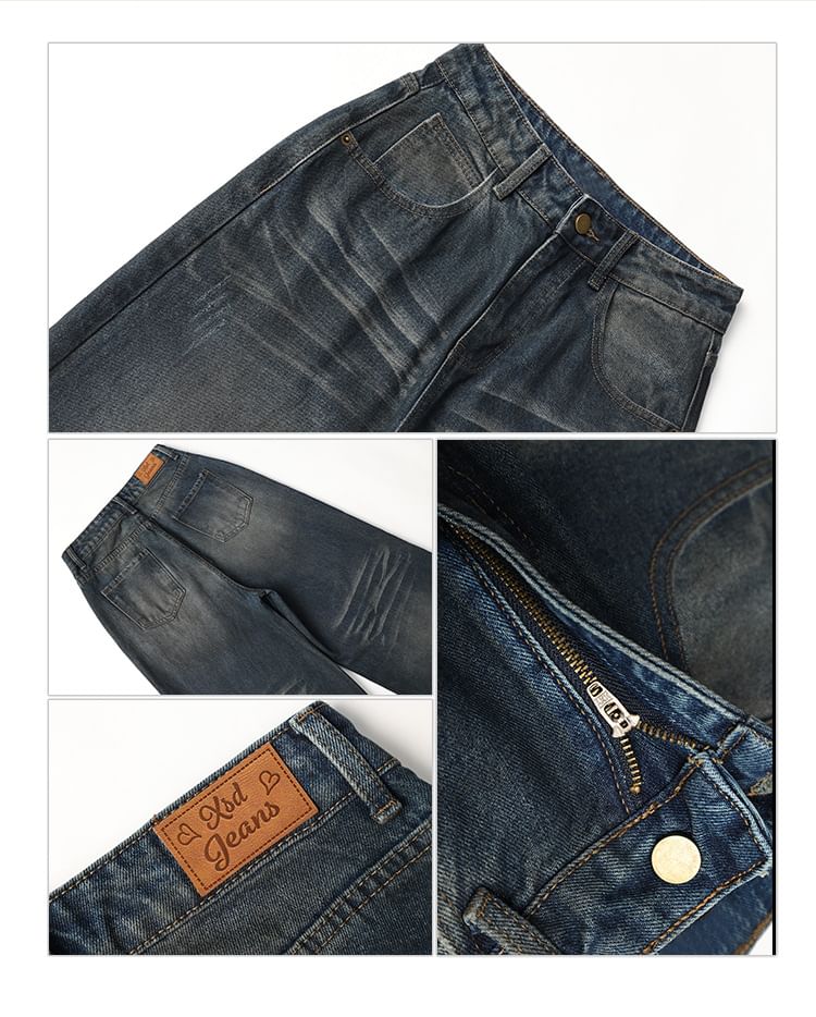 High Rise Washed Wide Leg Jeans (Various Designs)
