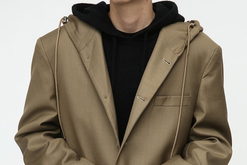 Plain Hooded Single-Breasted Blazer