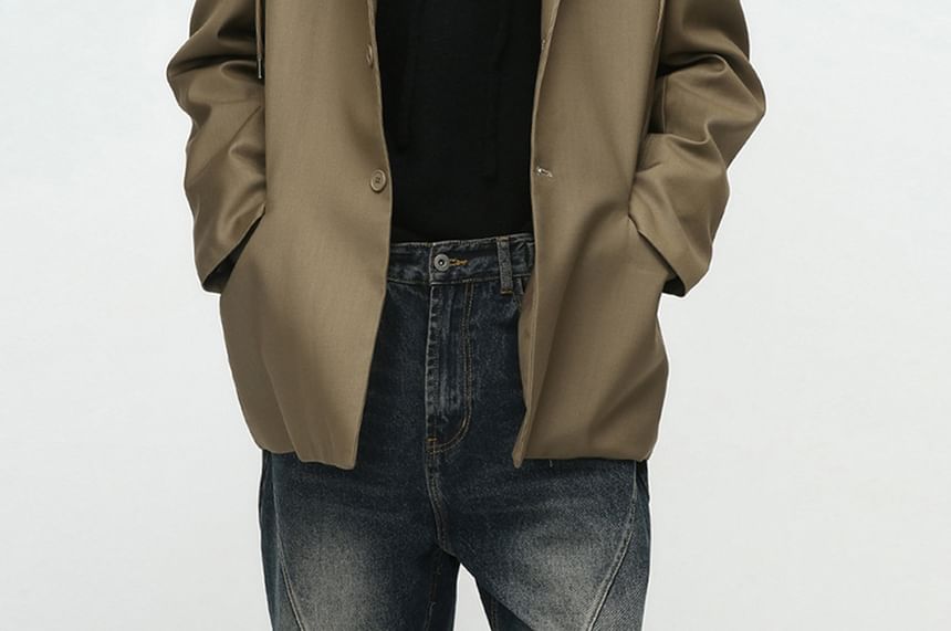 Plain Hooded Single-Breasted Blazer
