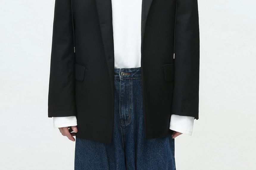 Plain Hooded Single-Breasted Blazer