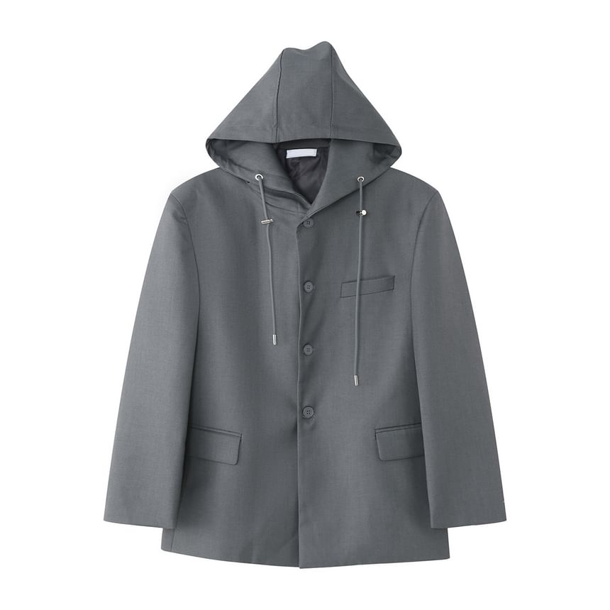 Plain Hooded Single-Breasted Blazer