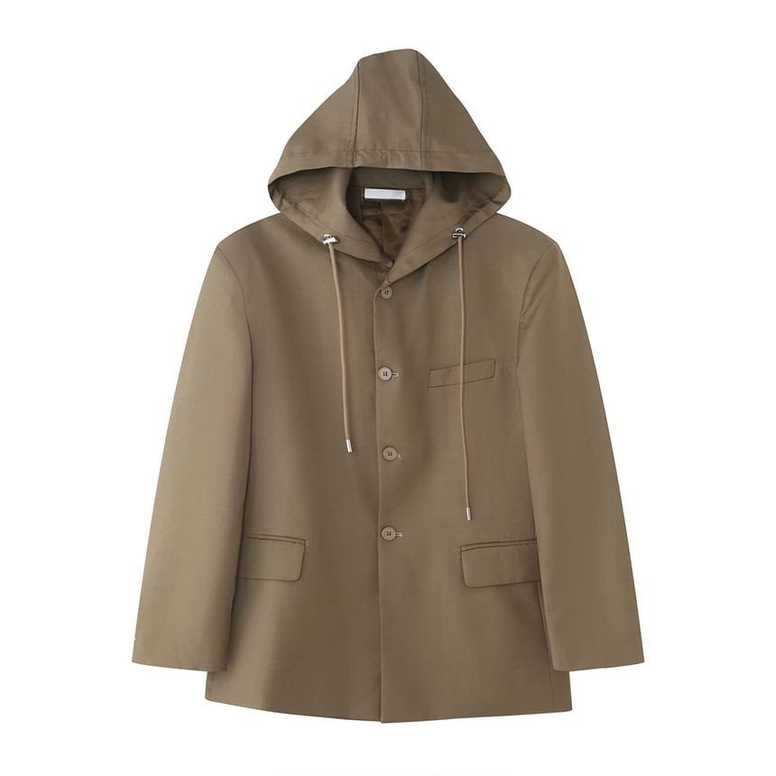 Plain Hooded Single-Breasted Blazer