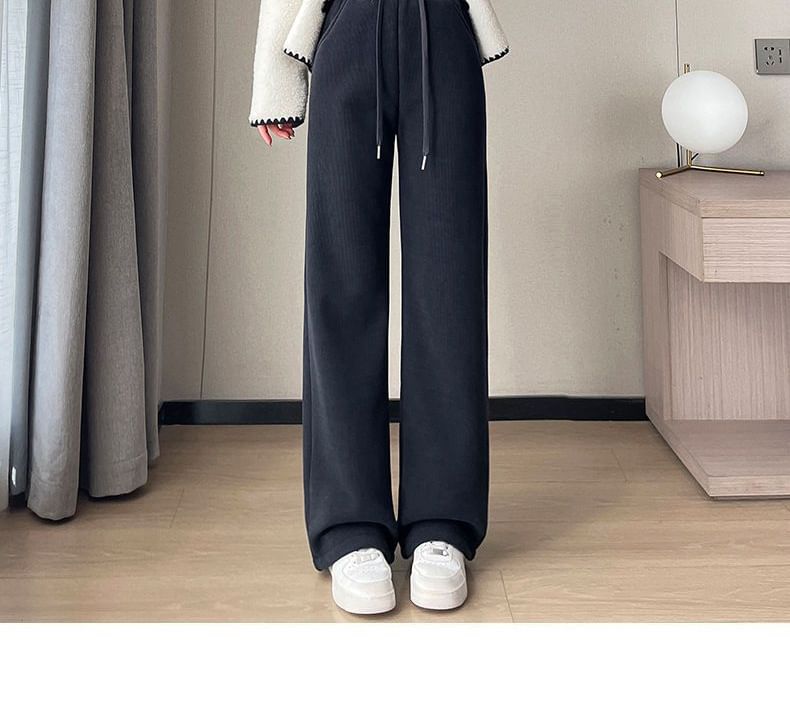 Fleece Lined High Rise Wide Leg Pants