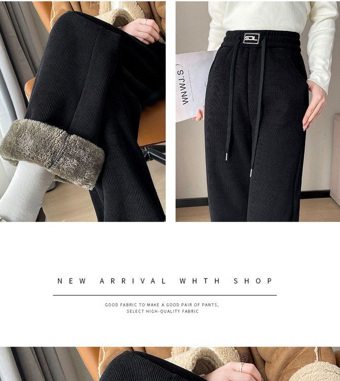 Fleece Lined High Rise Wide Leg Pants
