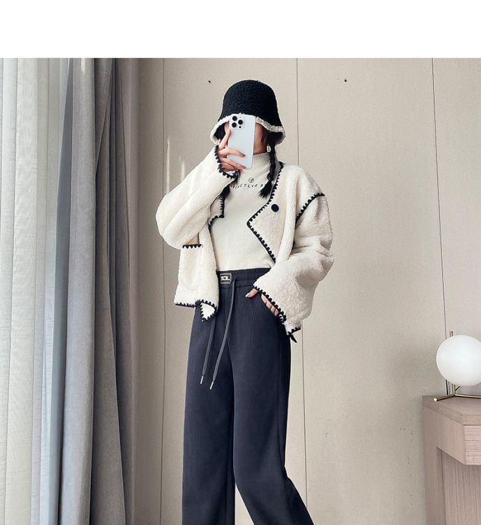 Fleece Lined High Rise Wide Leg Pants