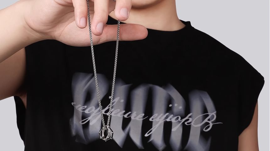 Interlocking Hoop Pendant S925 Sterling Silver Necklace