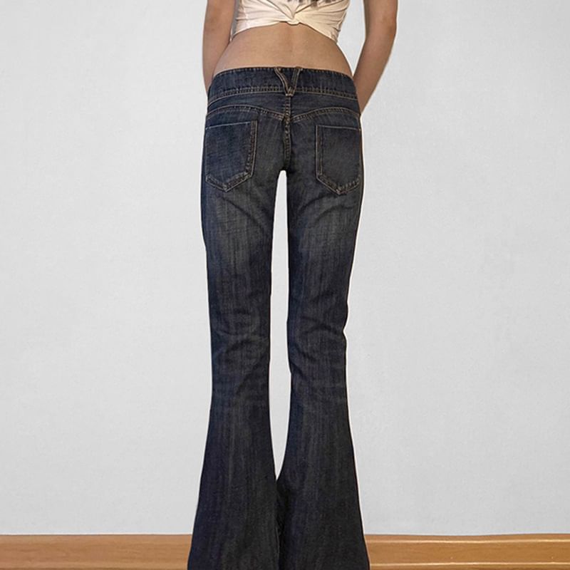 Low Rise Washed Slim-Fit Boot-Cut Jeans