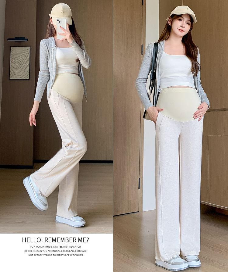 Maternity High Rise Plain Straight Leg Pants