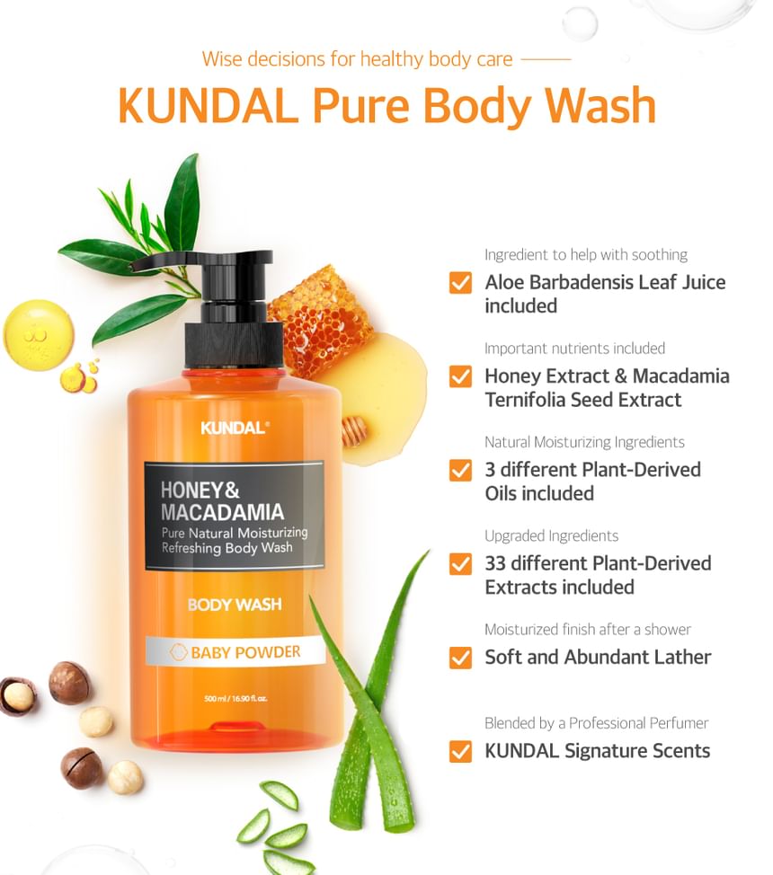Honey & Macadamia Pure Natural Moisturizing Refreshing Body Wash - 7 Types