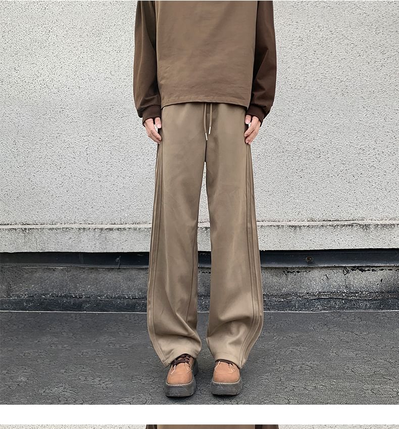 Drawstring Waist Plain Loose Fit Sweatpants