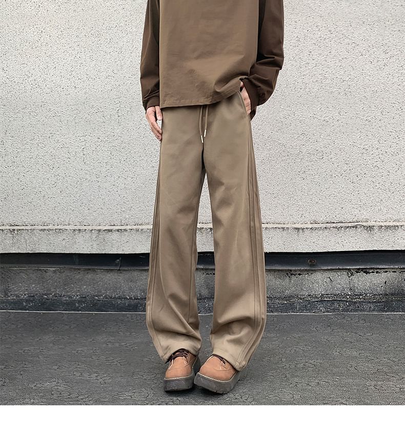 Drawstring Waist Plain Loose Fit Sweatpants