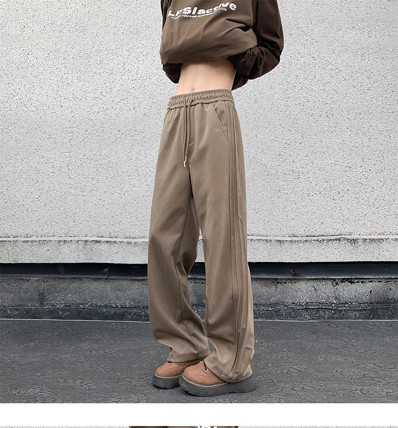 Drawstring Waist Plain Loose Fit Sweatpants
