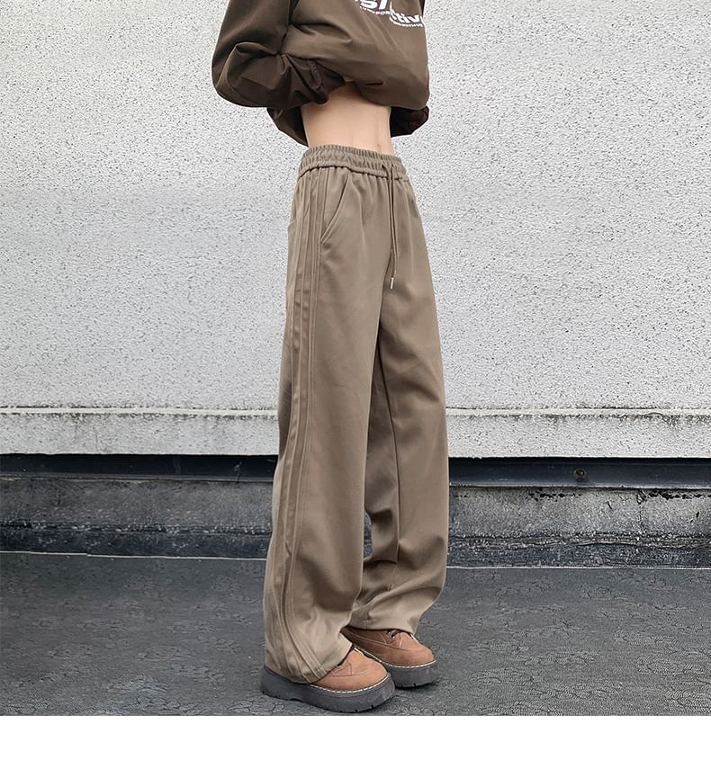 Drawstring Waist Plain Loose Fit Sweatpants