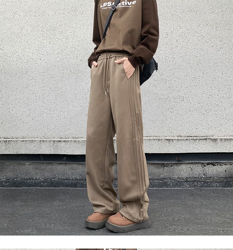 Drawstring Waist Plain Loose Fit Sweatpants