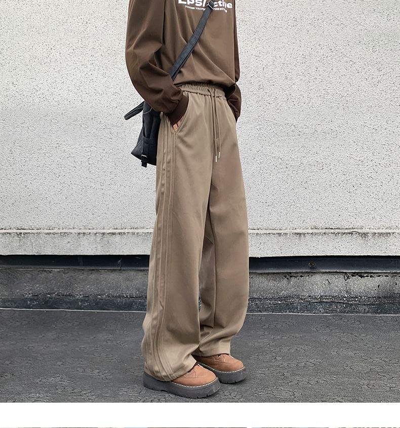 Drawstring Waist Plain Loose Fit Sweatpants