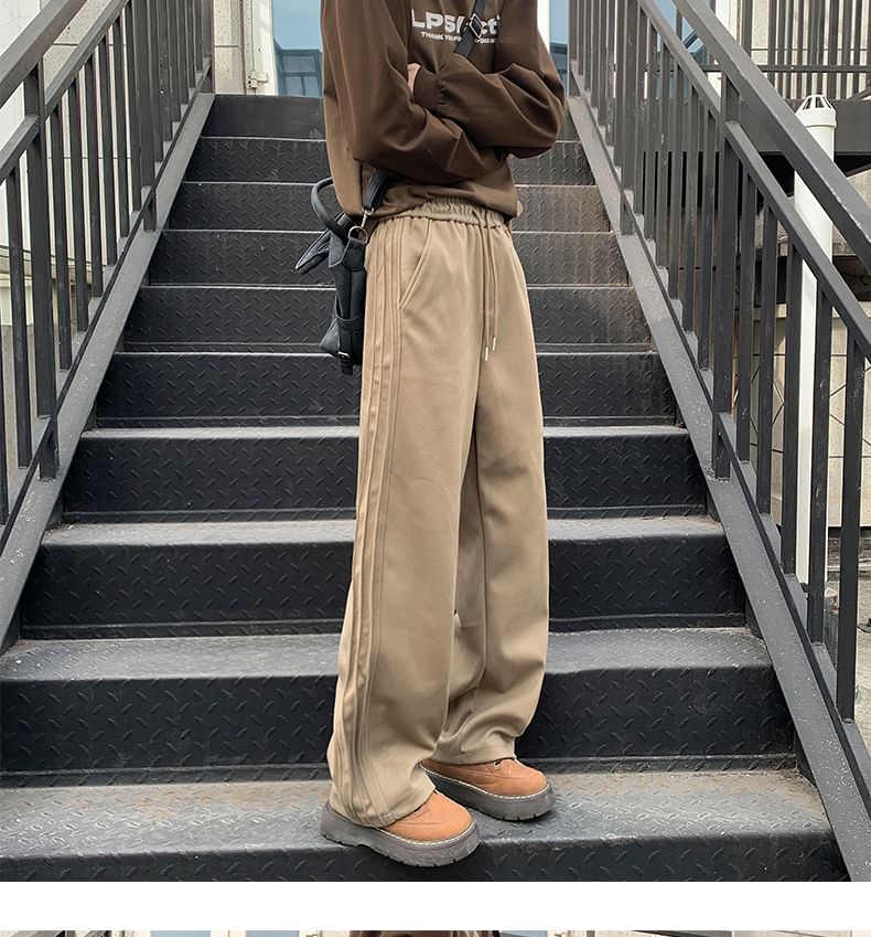 Drawstring Waist Plain Loose Fit Sweatpants