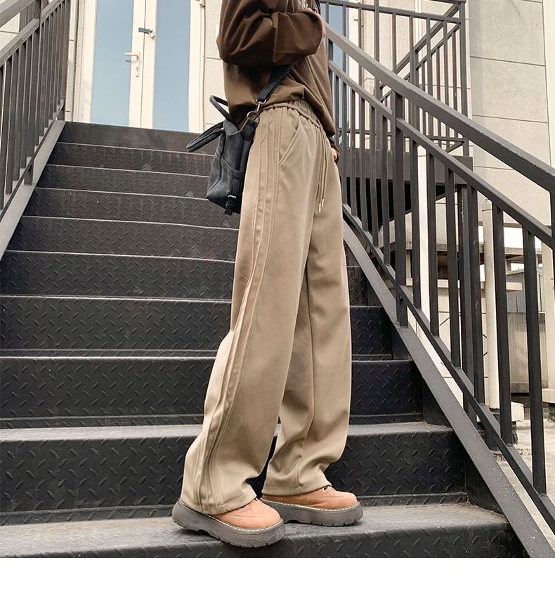 Drawstring Waist Plain Loose Fit Sweatpants