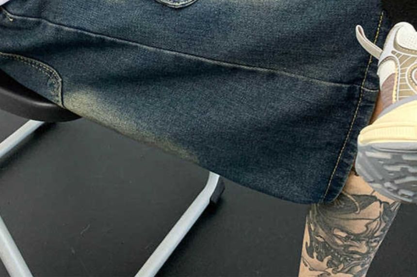 Mid Rise Washed Denim Wide Leg Jorts