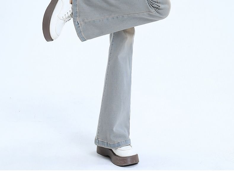 High Waist Washed Flared Jeans (Various Designs)