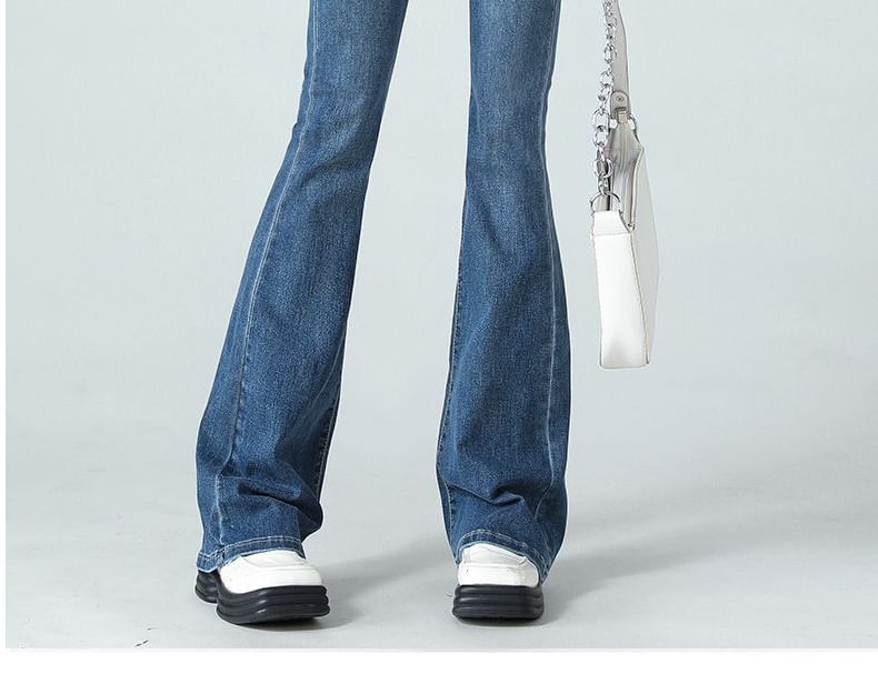 High Waist Washed Flared Jeans (Various Designs)