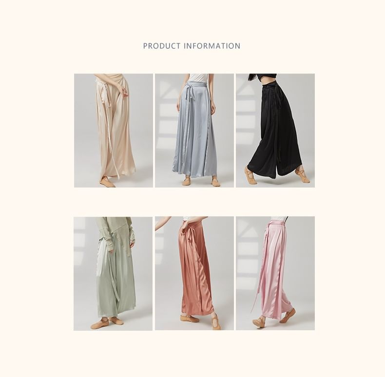 High Waist Plain Cropped Wide Leg Dance Pants