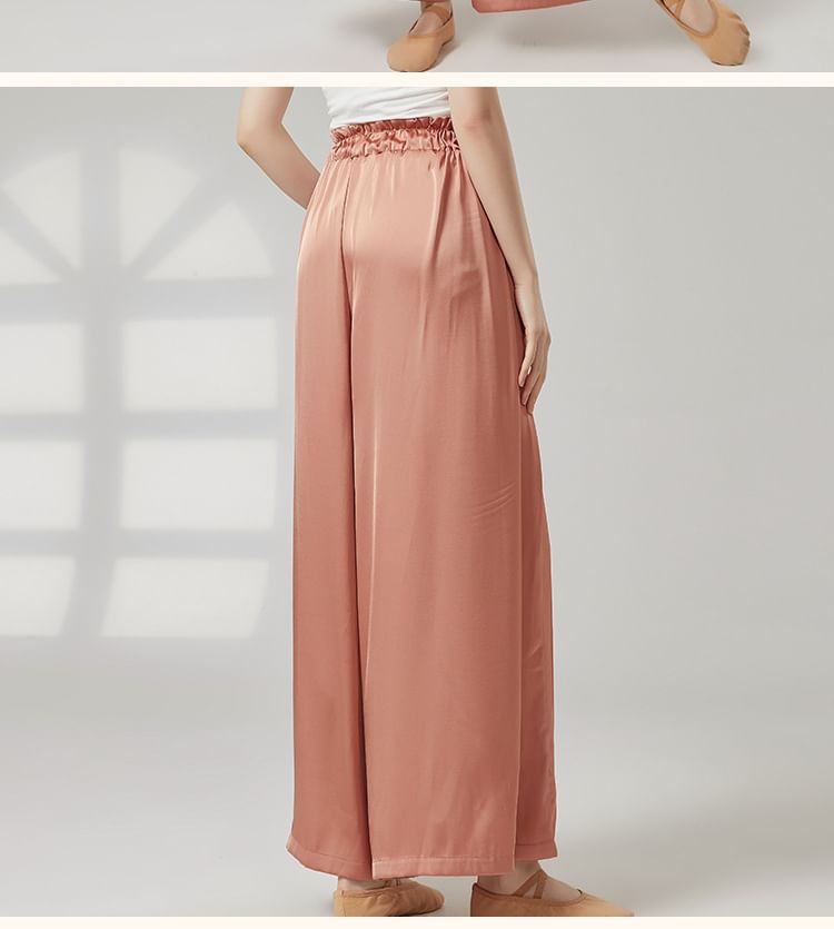 High Waist Plain Cropped Wide Leg Dance Pants