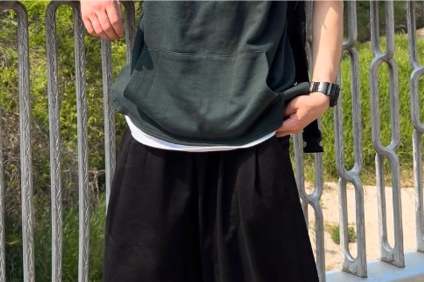 Unisex Drawstring Waist Plain Shorts