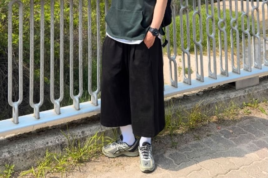 Unisex Drawstring Waist Plain Shorts
