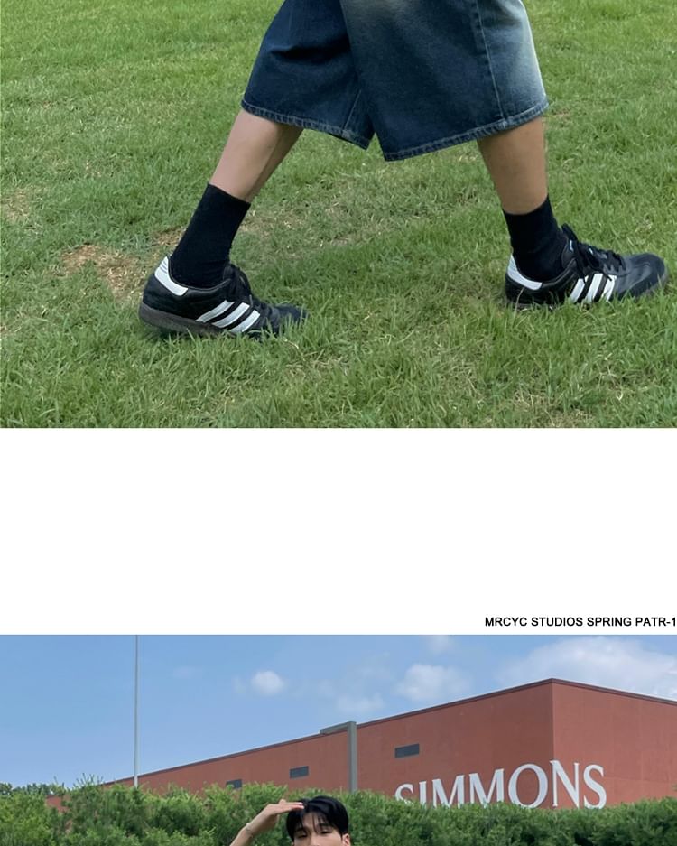 Washed Wide-Leg Denim Jorts