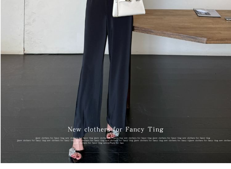 Halter Plain Open Back Loose Fit Jumpsuit