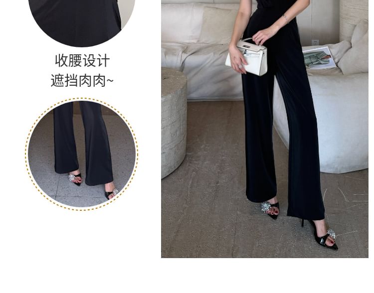 Halter Plain Open Back Loose Fit Jumpsuit