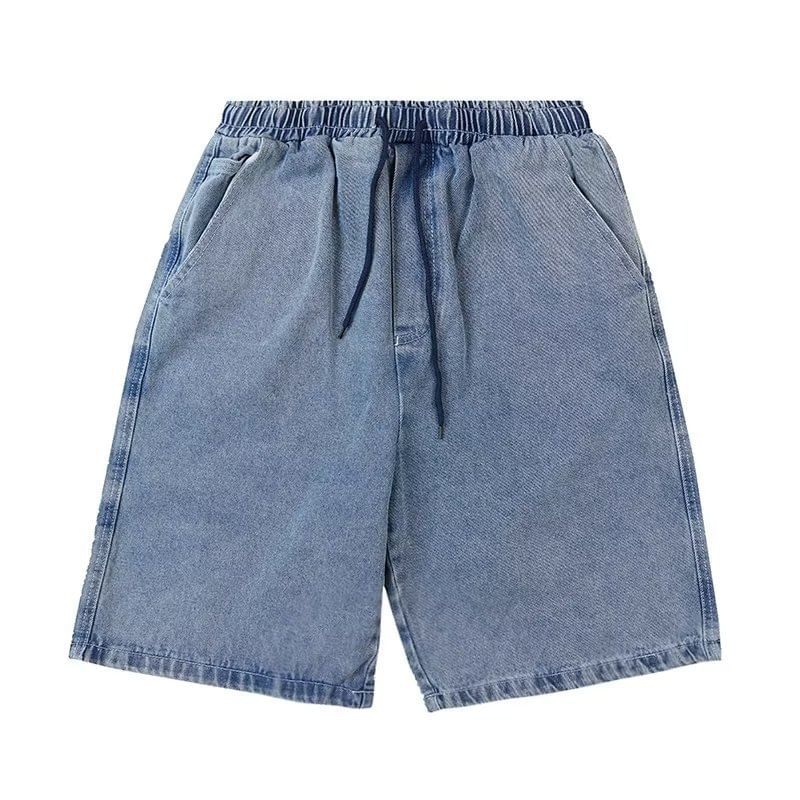 Mid Rise Washed Denim Shorts