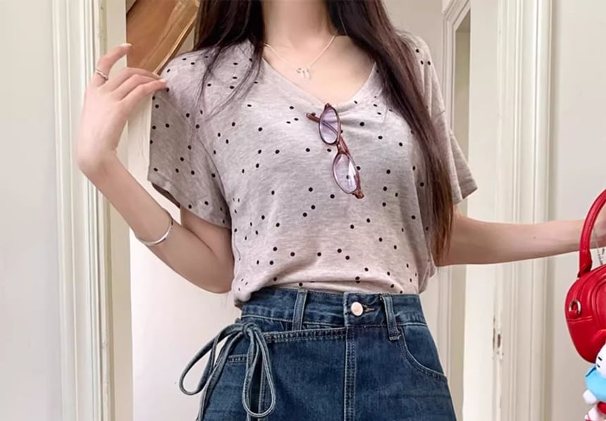 High Waist Asymmetrical Washed Denim Mini A-Line Skort