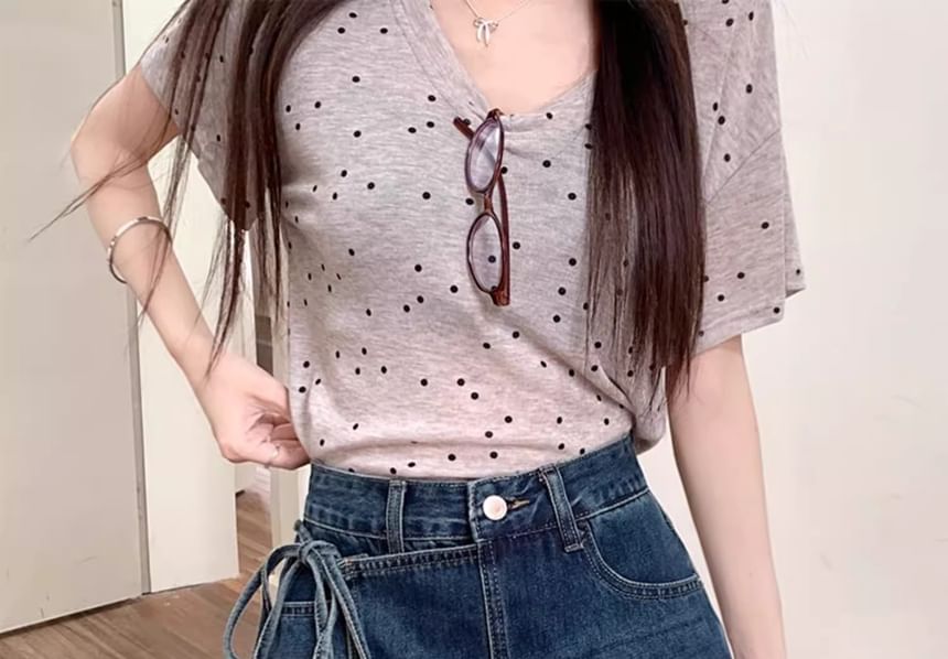 High Waist Asymmetrical Washed Denim Mini A-Line Skort