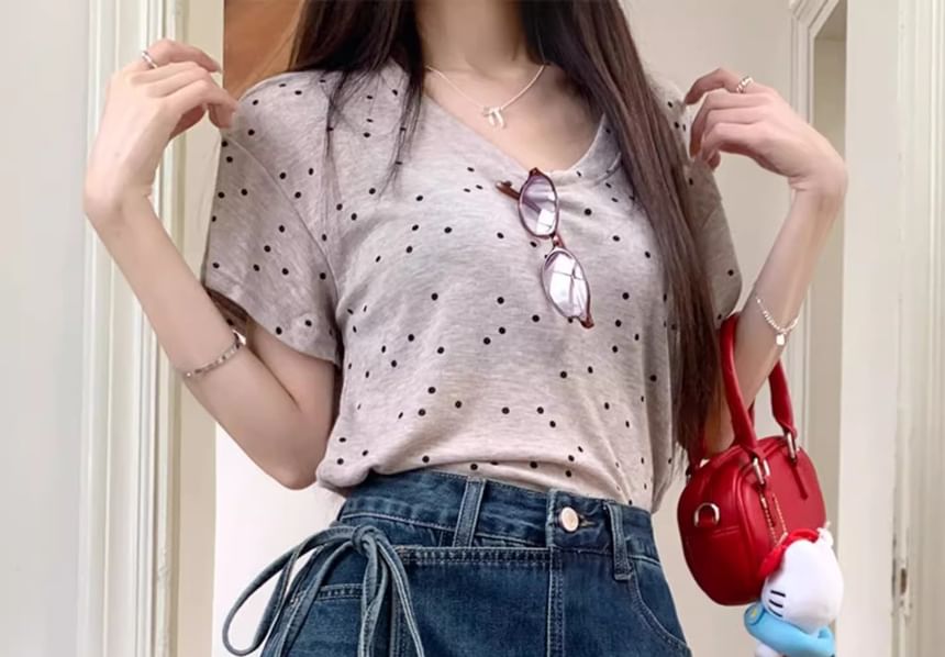 High Waist Asymmetrical Washed Denim Mini A-Line Skort