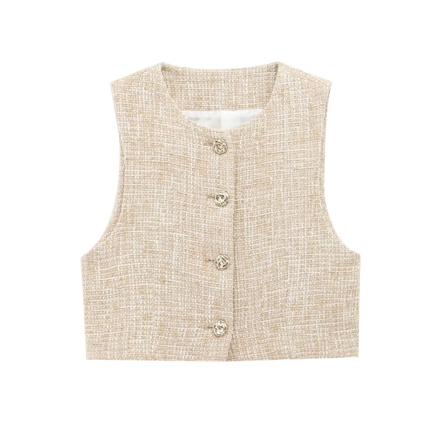 V-Neck Button-Up Vest / Mini Skirt Overlay Shorts