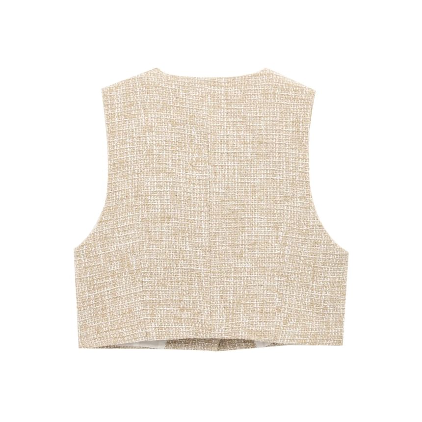 V-Neck Button-Up Vest / Mini Skirt Overlay Shorts