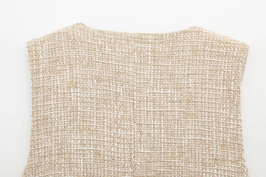 V-Neck Button-Up Vest / Mini Skirt Overlay Shorts