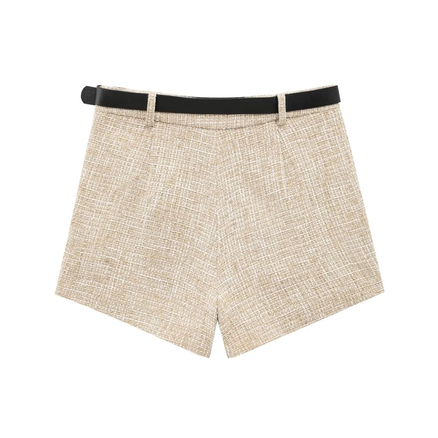 V-Neck Button-Up Vest / Mini Skirt Overlay Shorts