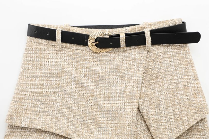 V-Neck Button-Up Vest / Mini Skirt Overlay Shorts