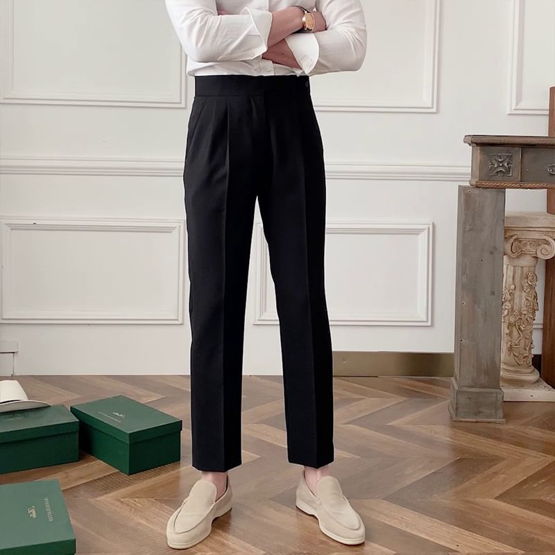 High Waist Plain Straight Leg Dress Pants