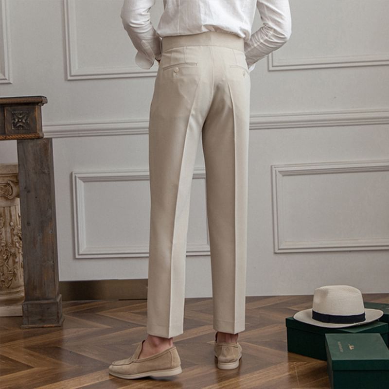 High Waist Plain Straight Leg Dress Pants