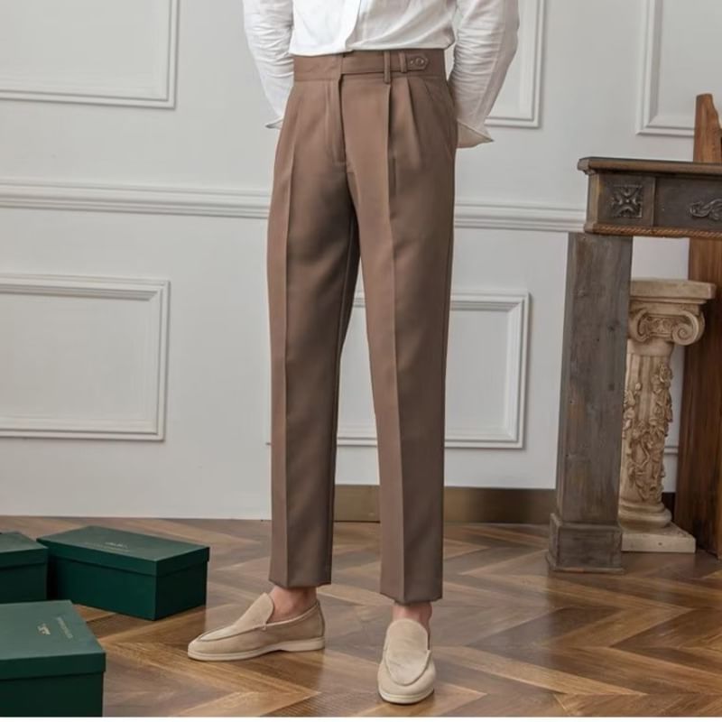 High Waist Plain Straight Leg Dress Pants