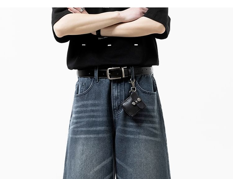 Mid Rise Washed Wide Leg Jorts
