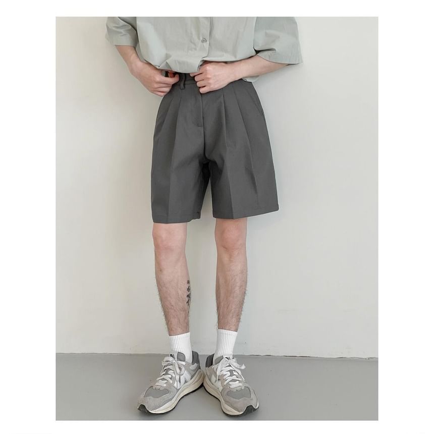 Mid Rise Plain Bermuda Dress Shorts