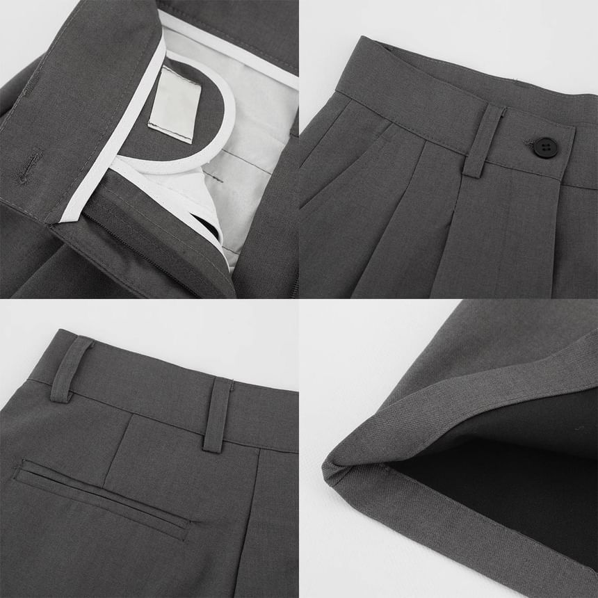 Mid Rise Plain Bermuda Dress Shorts