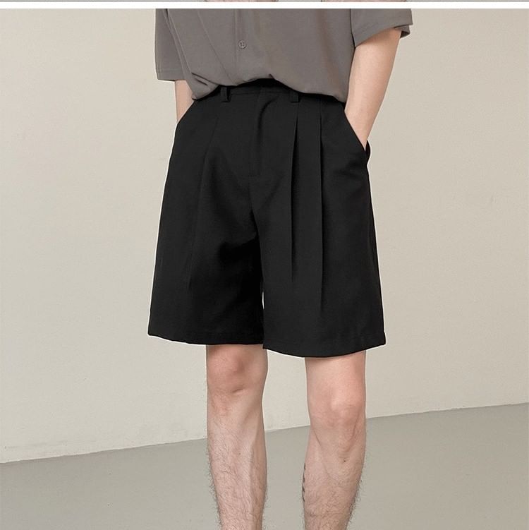 Mid Rise Plain Bermuda Dress Shorts